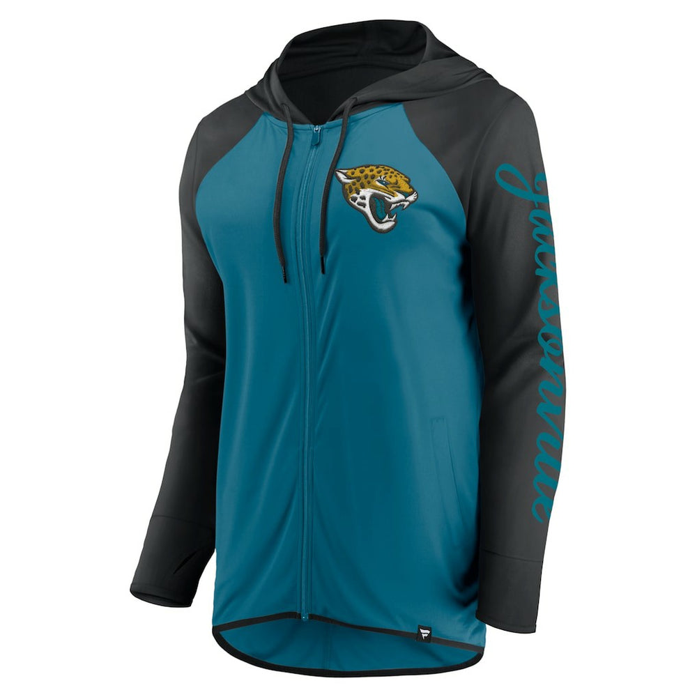 Jacksonville Jaguars Women's Script Full-Zip Hoodie - Teal/Black Hoodies