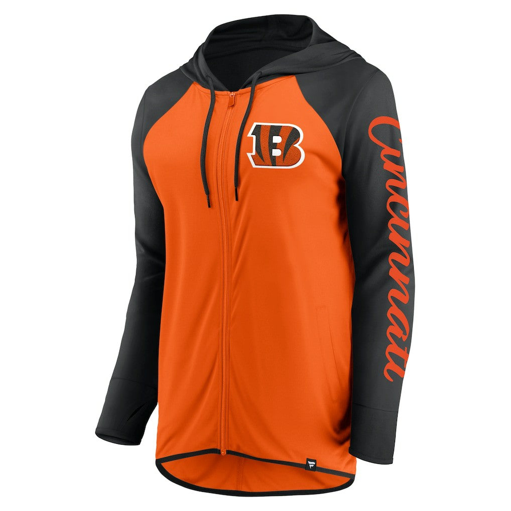 Cincinnati Bengals Women's Script Full-Zip Hoodie - Orange/Black Hoodies