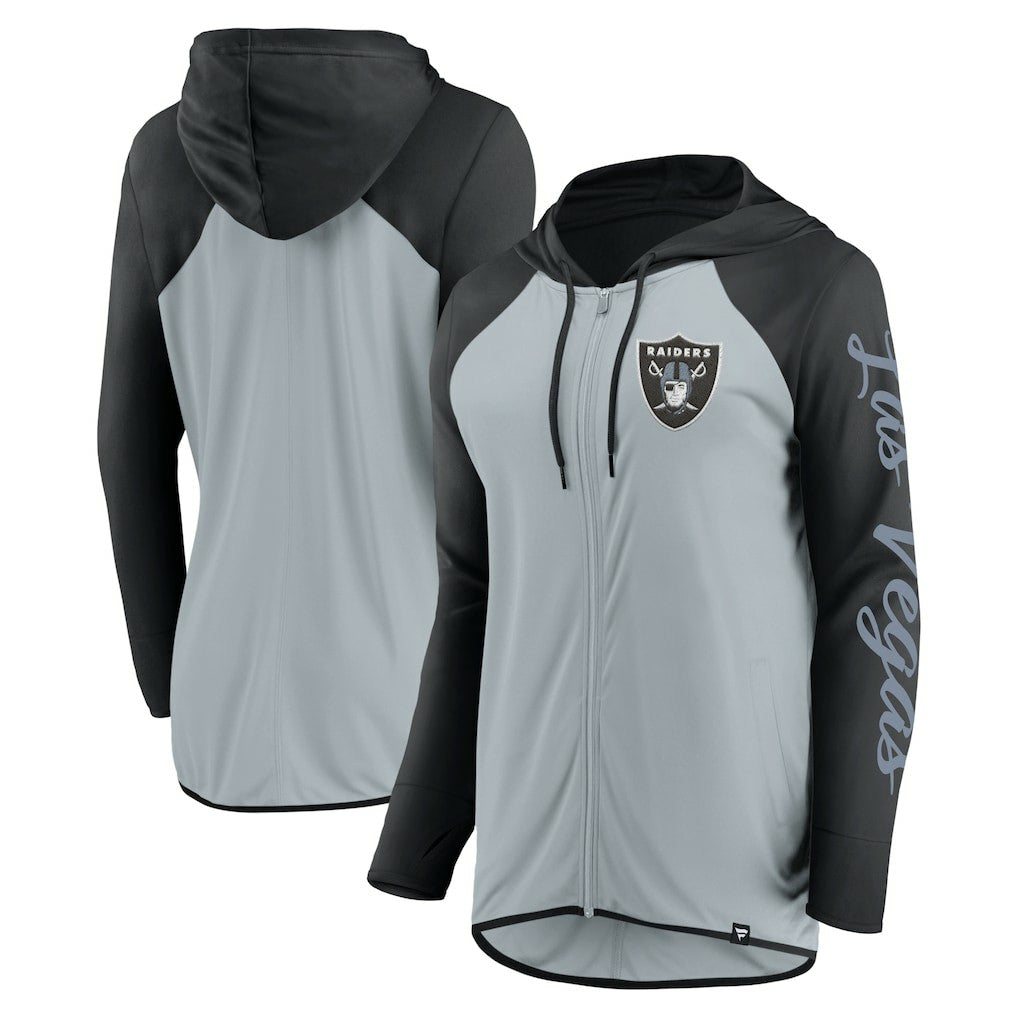 Las Vegas Raiders Women's Script Full-Zip Hoodie - Silver/Black Hoodies