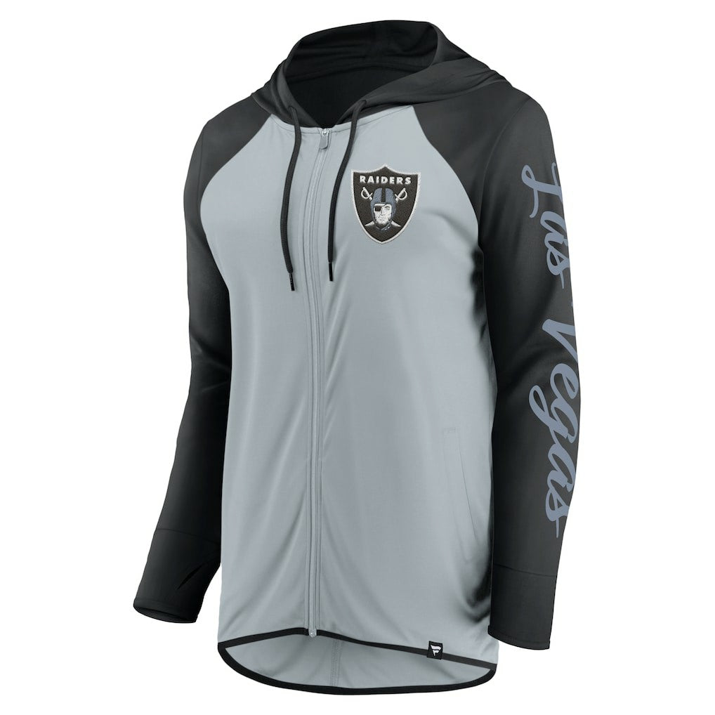 Las Vegas Raiders Women's Script Full-Zip Hoodie - Silver/Black Hoodies