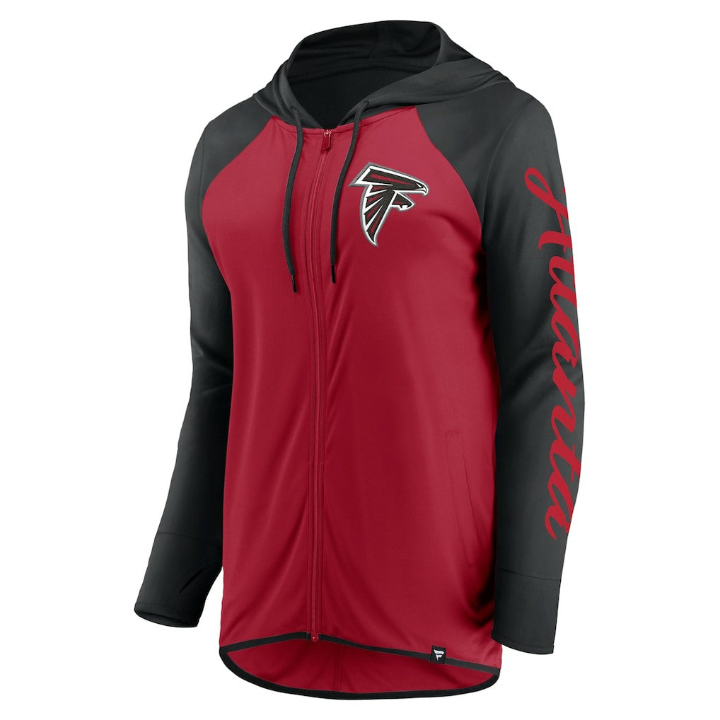 Atlanta Falcons Women's Script Full-Zip Hoodie - Red/Black Hoodies