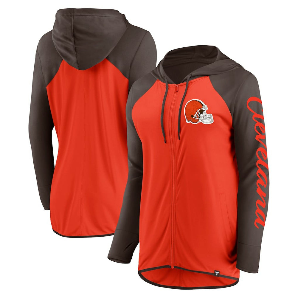 Cleveland Browns Women's Script Full-Zip Hoodie - Orange/Brown Hoodies