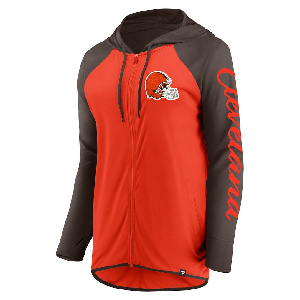 Cleveland Browns Women's Script Full-Zip Hoodie - Orange/Brown Hoodies
