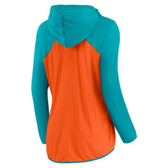 Miami Dolphins Women's Script Full-Zip Hoodie - Orange/Aqua Hoodies