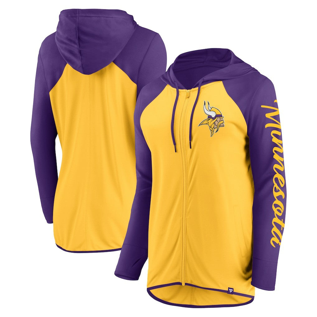 Minnesota Vikings Women's Script Full-Zip Hoodie - Gold/Purple Hoodies