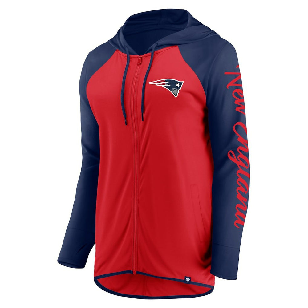 New England Patriots Women's Script Full-Zip Hoodie - Red/Navy Hoodies