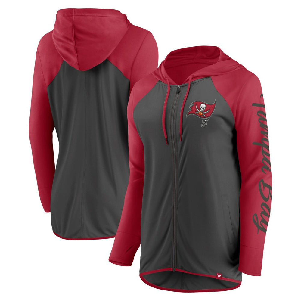 Tampa Bay Buccaneers Women's Script Full-Zip Hoodie - Pewter/Red Hoodies