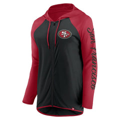 San Francisco 49ers Women's Script Full-Zip Hoodie - Black/Scarlet Hoodies