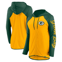 Green Bay Packers Women's Script Full-Zip Hoodie - Gold/Green Hoodies