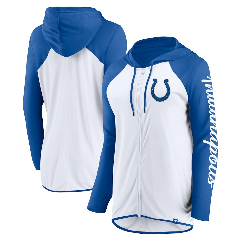 Indianapolis Colts Women's Script Full-Zip Hoodie - White/Royal Hoodies