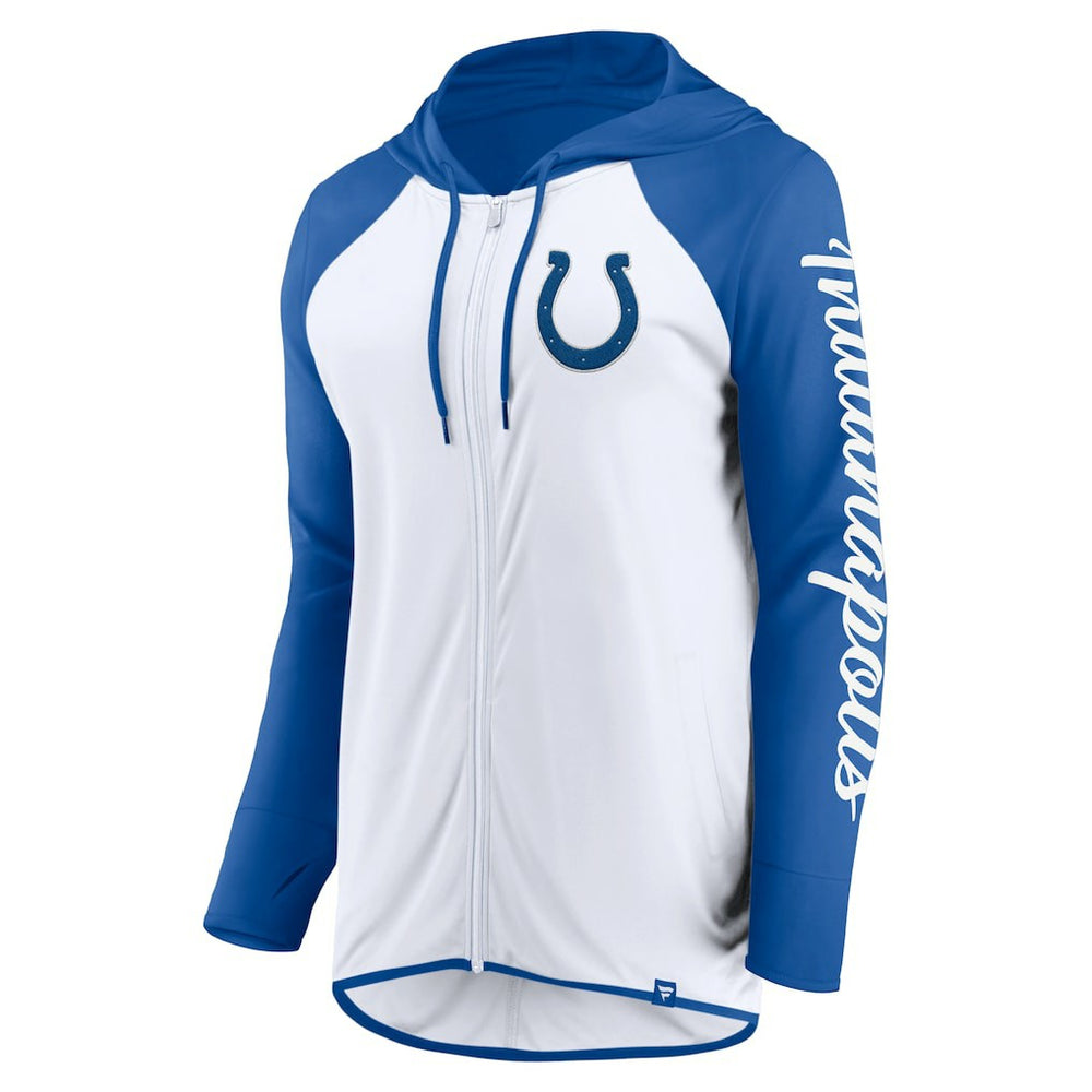 Indianapolis Colts Women's Script Full-Zip Hoodie - White/Royal Hoodies
