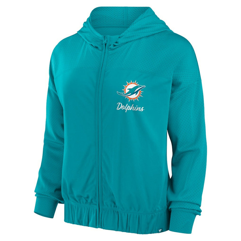 Miami Dolphins Women's Script Lock Full-Zip Hoodie - Aqua Hoodies