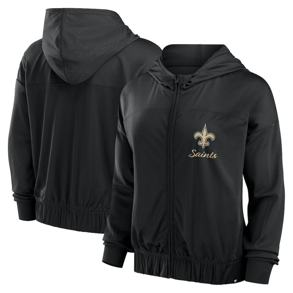 New Orleans Saints Women's Script Lock Full-Zip Hoodie - Black Hoodies
