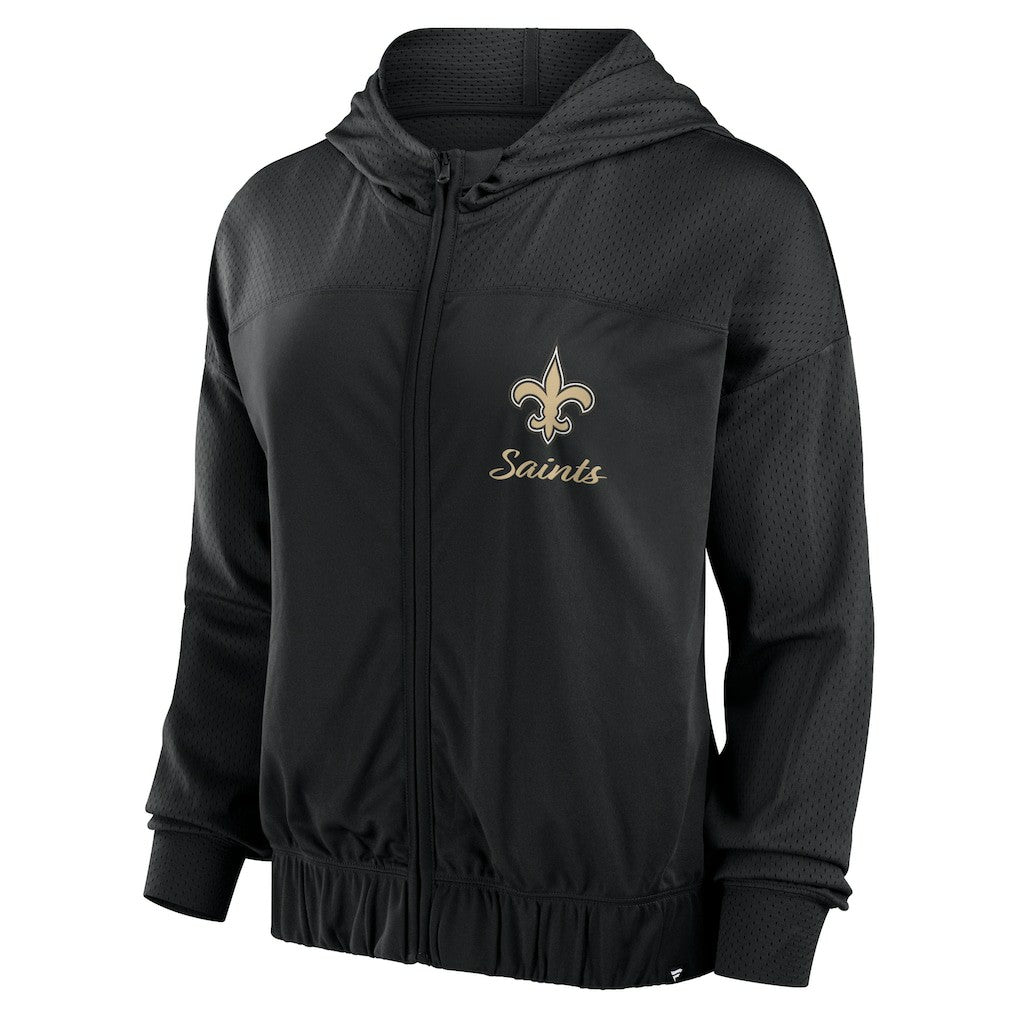 New Orleans Saints Women's Script Lock Full-Zip Hoodie - Black Hoodies