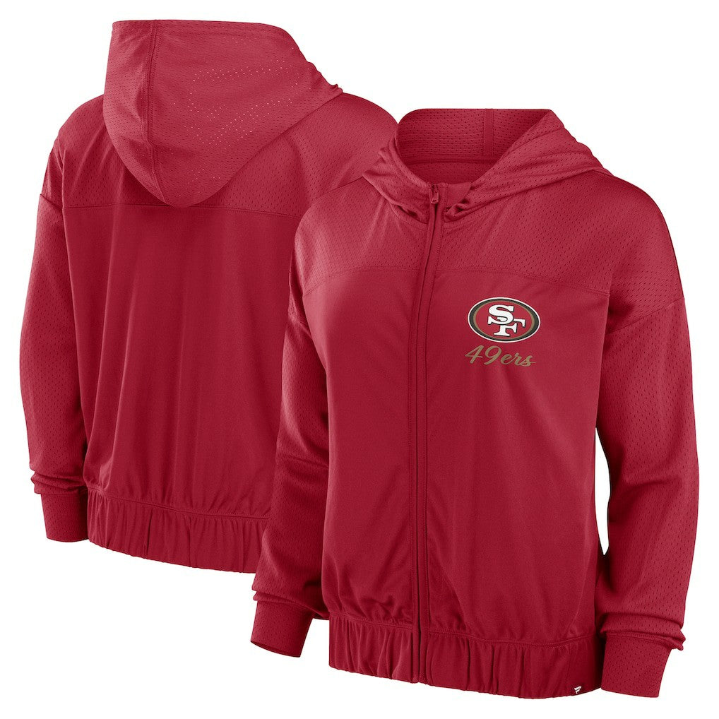 San Francisco 49ers Women's Script Lock Full-Zip Hoodie - Scarlet Hoodies