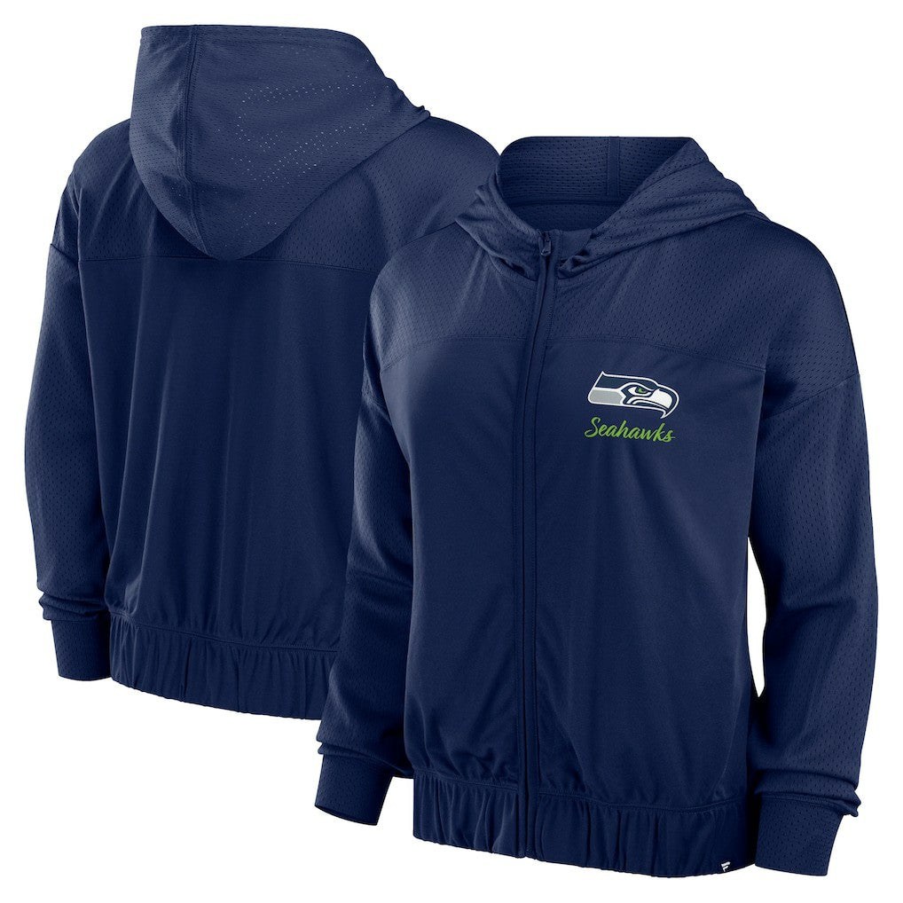 Seattle Seahawks Women's Script Lock Full-Zip Hoodie - College Navy Hoodies