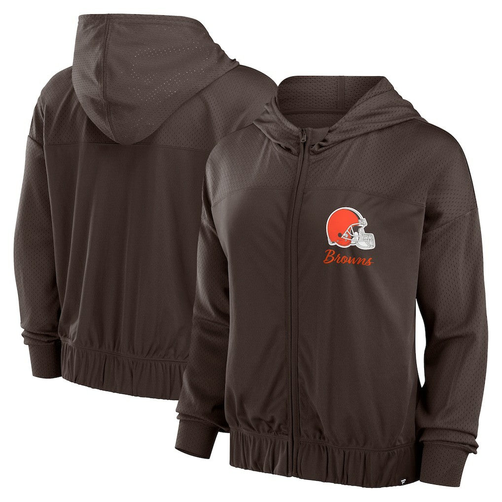 Cleveland Browns Women's Script Lock Full-Zip Hoodie - Brown Hoodies