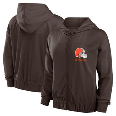 Cleveland Browns Women's Script Lock Full-Zip Hoodie - Brown Hoodies