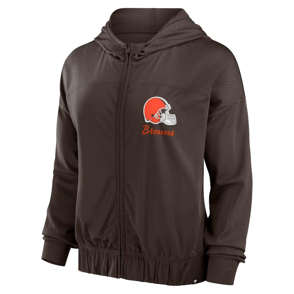 Cleveland Browns Women's Script Lock Full-Zip Hoodie - Brown Hoodies