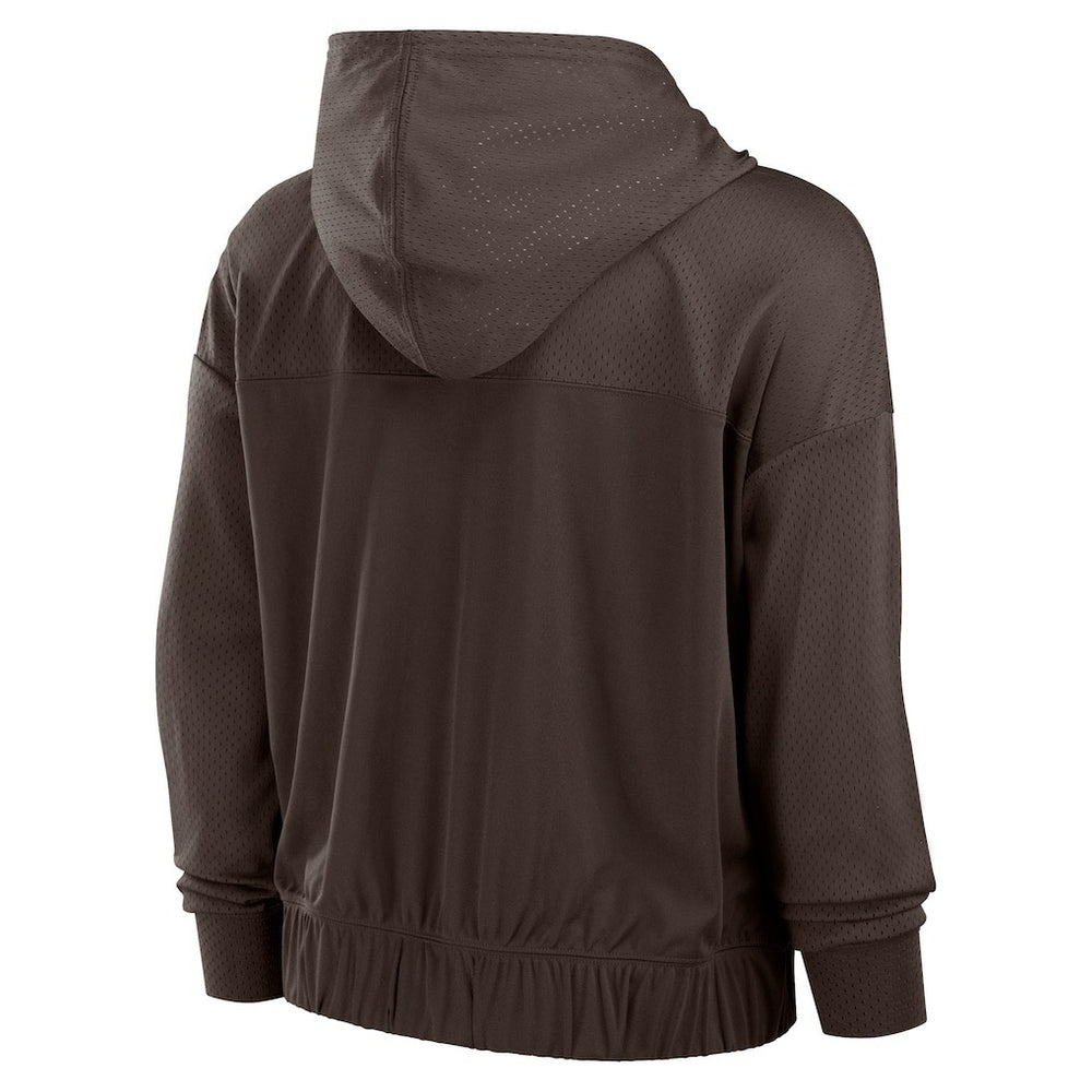 Cleveland Browns Women's Script Lock Full-Zip Hoodie - Brown Hoodies