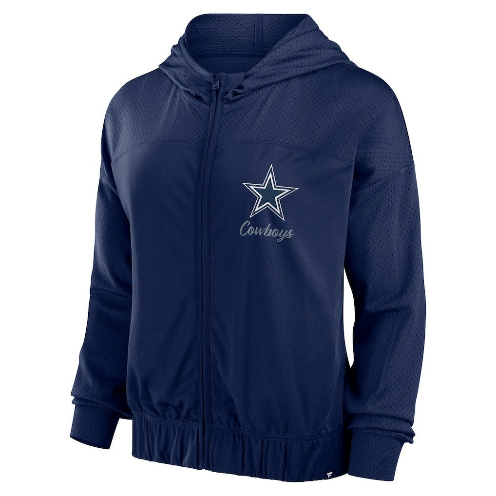 Dallas Cowboys Women's Script Lock Full-Zip Hoodie - Navy Hoodies