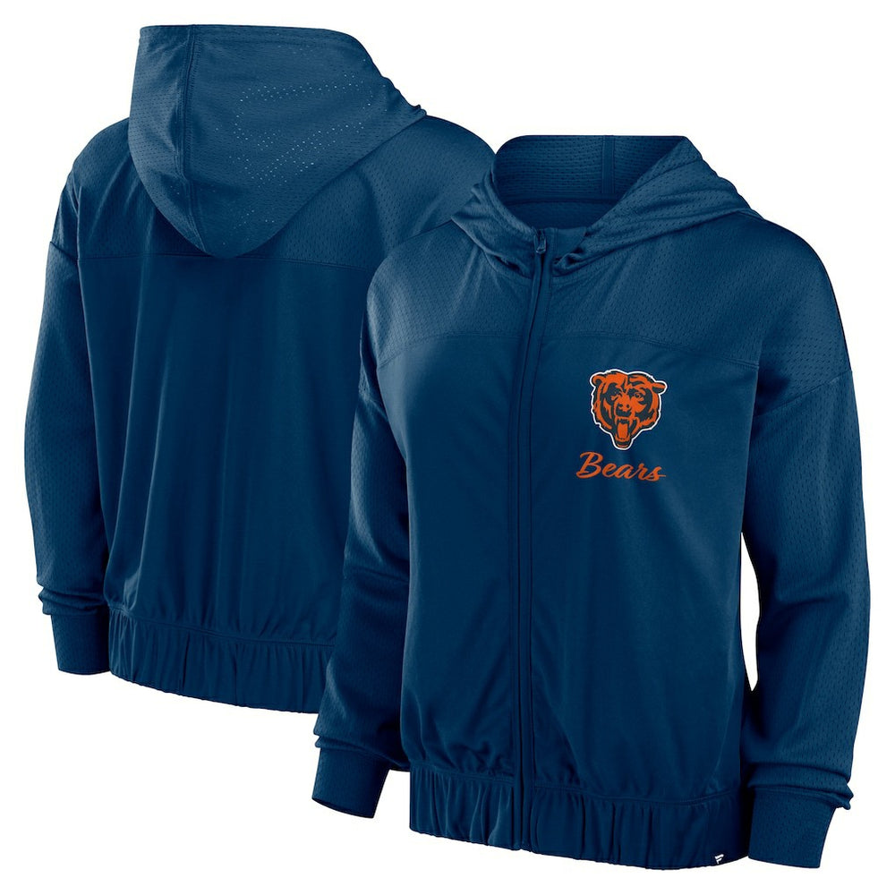 Chicago Bears Women's Script Lock Full-Zip Hoodie - Navy Hoodies