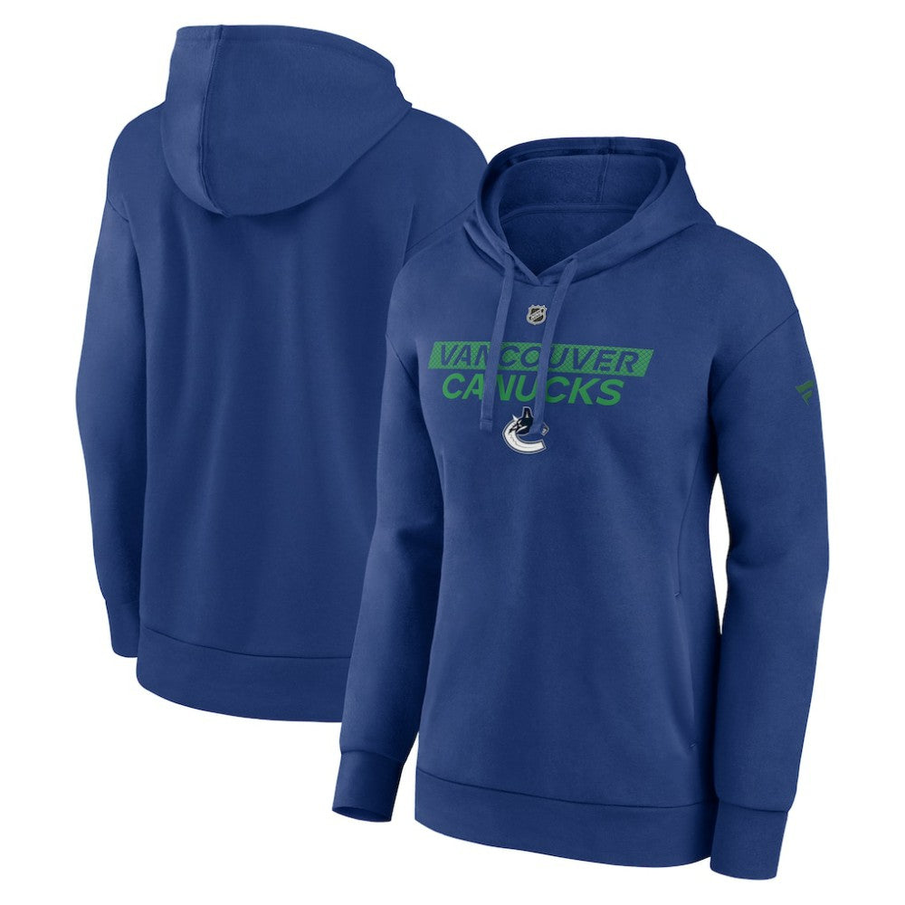 Vancouver Canucks Fanatics Women's Authentic Pro Core Primary Fleece Pullover Hoodie - Blue | US 200864366