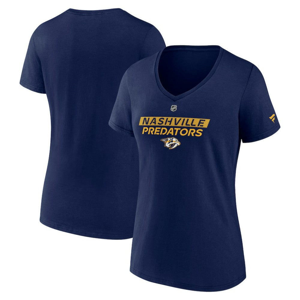 Nashville Predators Fanatics Women's Authentic Pro Core Primary V-Neck T-Shirt - Navy | US 200864546