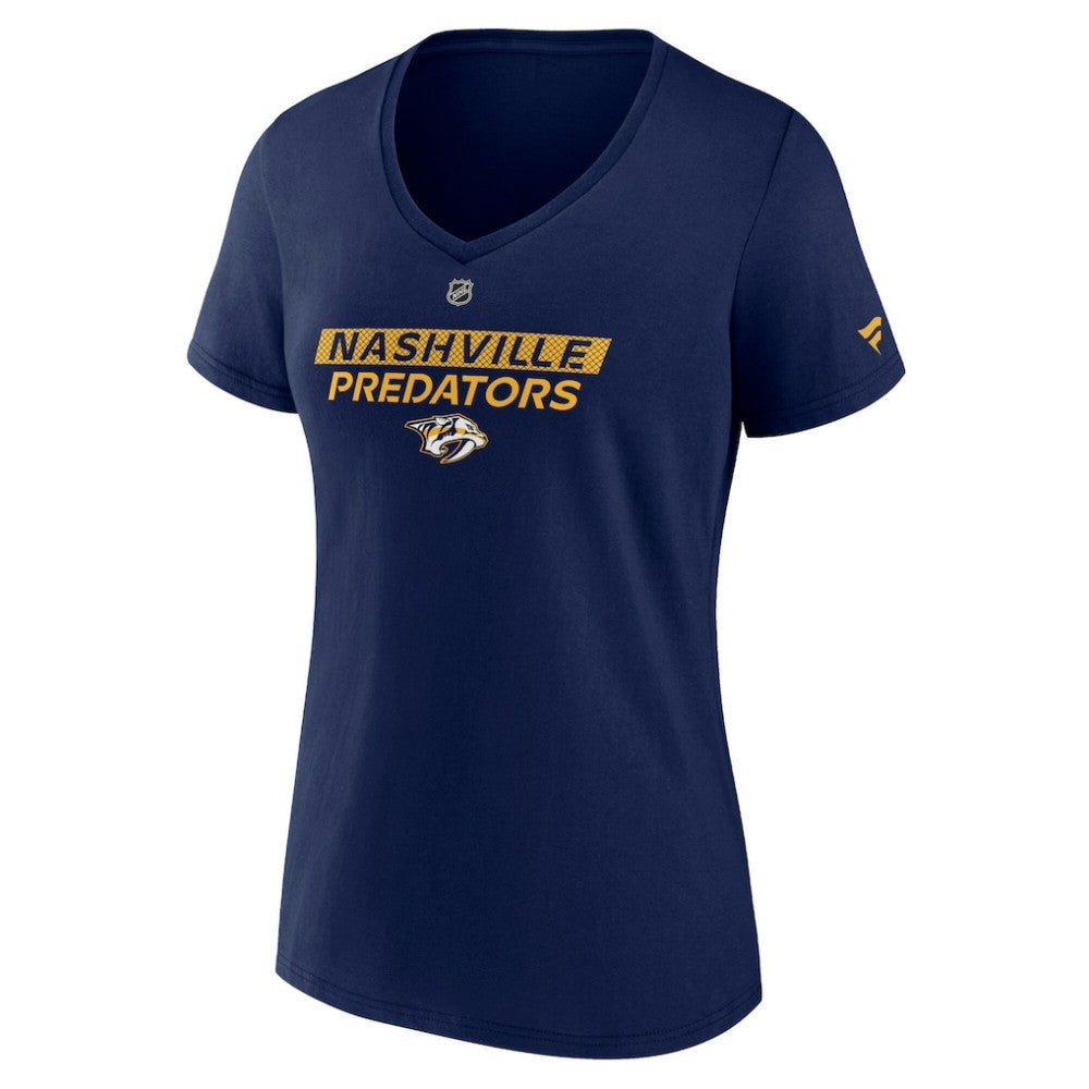 Nashville Predators Fanatics Women's Authentic Pro Core Primary V-Neck T-Shirt - Navy | US 200864546