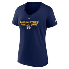 Nashville Predators Fanatics Women's Authentic Pro Core Primary V-Neck T-Shirt - Navy | US 200864546