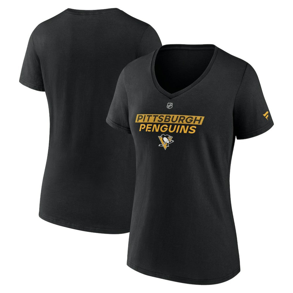 Pittsburgh Penguins Fanatics Women's Authentic Pro Core Primary V-Neck T-Shirt - Black | US 200864561