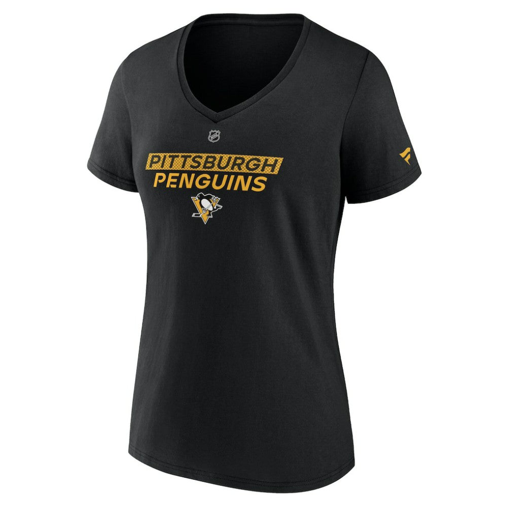 Pittsburgh Penguins Fanatics Women's Authentic Pro Core Primary V-Neck T-Shirt - Black | US 200864561