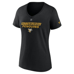 Pittsburgh Penguins Fanatics Women's Authentic Pro Core Primary V-Neck T-Shirt - Black | US 200864561