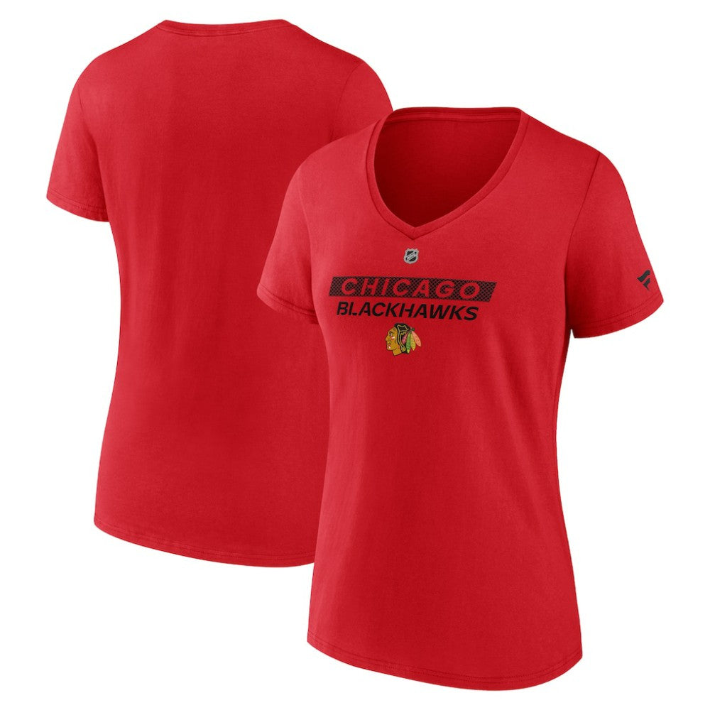 Chicago Blackhawks Fanatics Women's Authentic Pro Core Primary V-Neck T-Shirt - Red | US 200864572