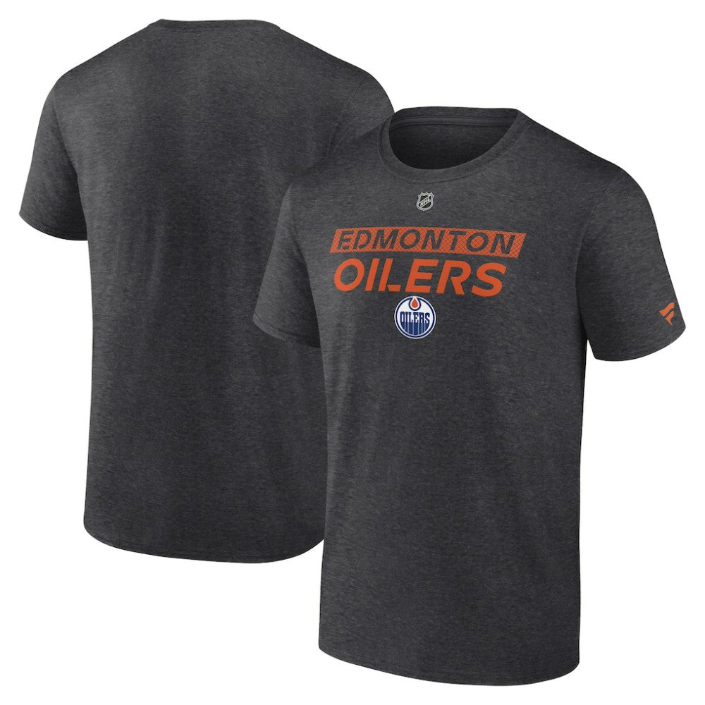 Edmonton Oilers Fanatics Authentic Pro Core Primary T-Shirt - Heather Charcoal | US 200864599