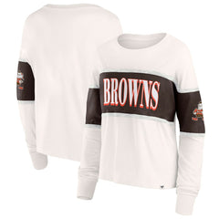 Cleveland Browns Women's Antique Block Long Sleeve T-Shirt - Cream T-shirts