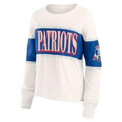 New England Patriots Women's Antique Block Long Sleeve T-Shirt - Cream T-shirts
