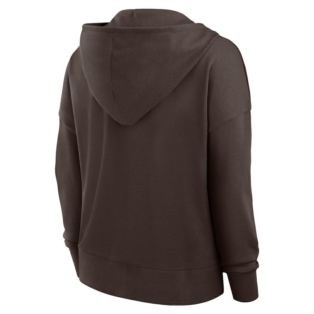 Cleveland Browns Women's Blitz Left Lace-Up Pullover Hoodie - Brown Hoodies