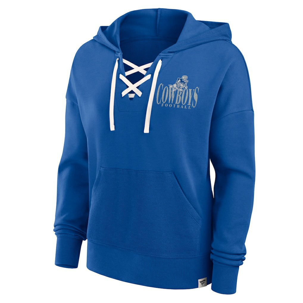 Dallas Cowboys Women's Blitz Left Lace-Up Pullover Hoodie - Royal Hoodies