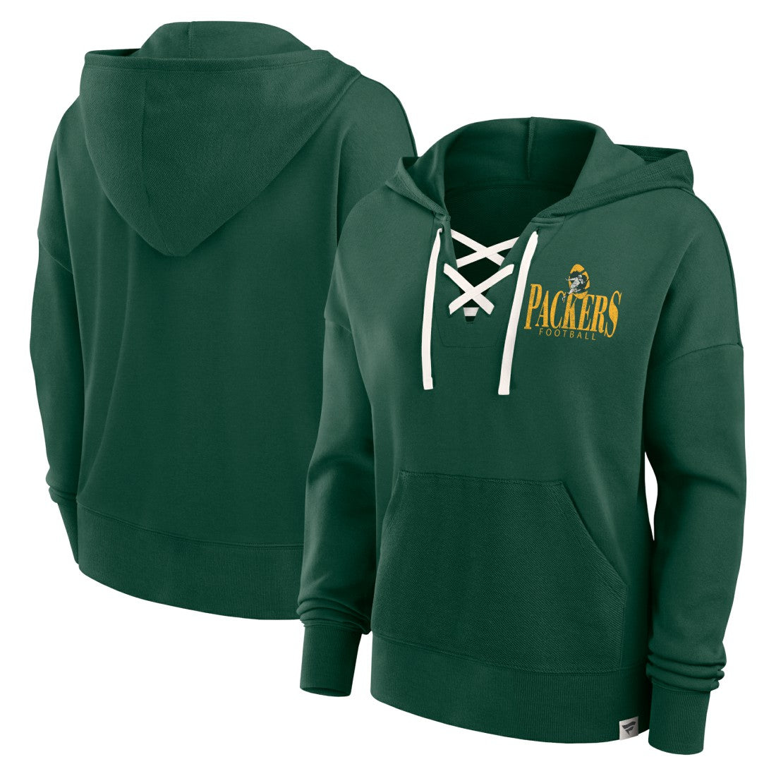 Green Bay Packers Women's Blitz Left Lace-Up Pullover Hoodie - Green Hoodies