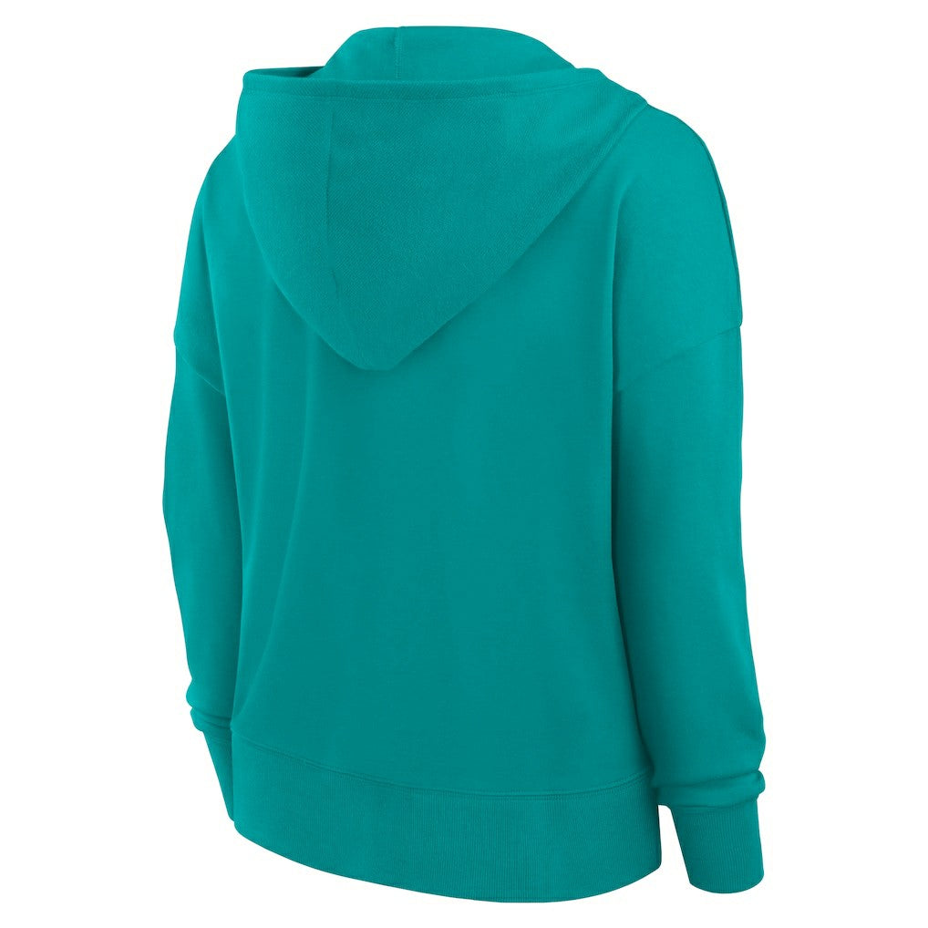 Miami Dolphins Women's Blitz Left Lace-Up Pullover Hoodie - Aqua Hoodies