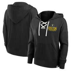 Pittsburgh Steelers Women's Blitz Left Lace-Up Pullover Hoodie - Black Hoodies
