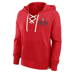 San Francisco 49ers Women's Blitz Left Lace-Up Pullover Hoodie - Scarlet Hoodies