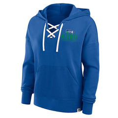 Seattle Seahawks Women's Blitz Left Lace-Up Pullover Hoodie - Royal Hoodies