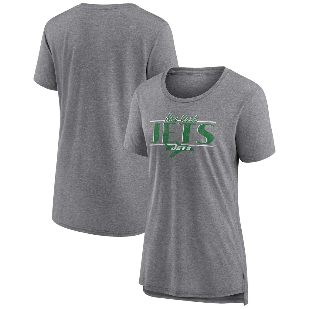 New York Jets Women's Up the Middle Tri-Blend T-Shirt - Heather Gray T-shirts