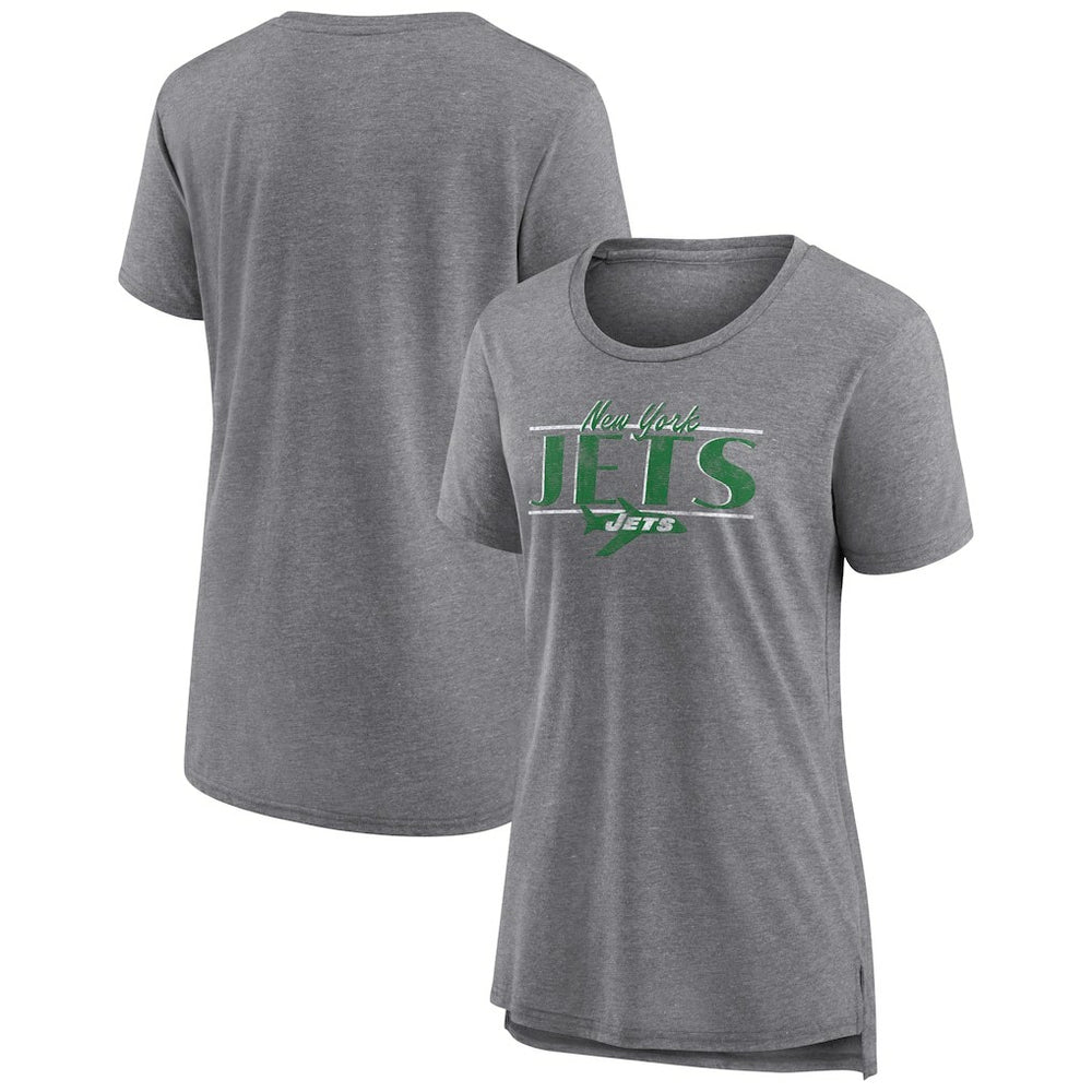 New York Jets Women's Up the Middle Tri-Blend T-Shirt - Heather Gray T-shirts