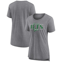 New York Jets Women's Up the Middle Tri-Blend T-Shirt - Heather Gray T-shirts