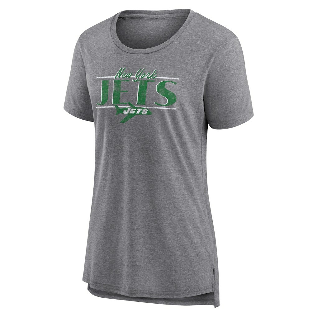 New York Jets Women's Up the Middle Tri-Blend T-Shirt - Heather Gray T-shirts
