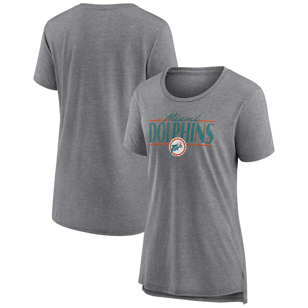 Miami Dolphins Women's Up the Middle Tri-Blend T-Shirt - Heather Gray T-shirts