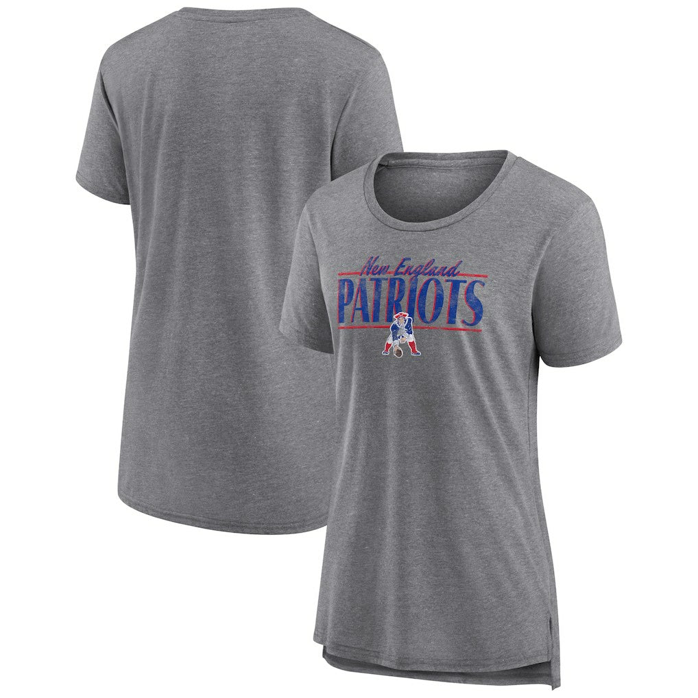 New England Patriots Women's Up the Middle Tri-Blend T-Shirt - Heather Gray T-shirts